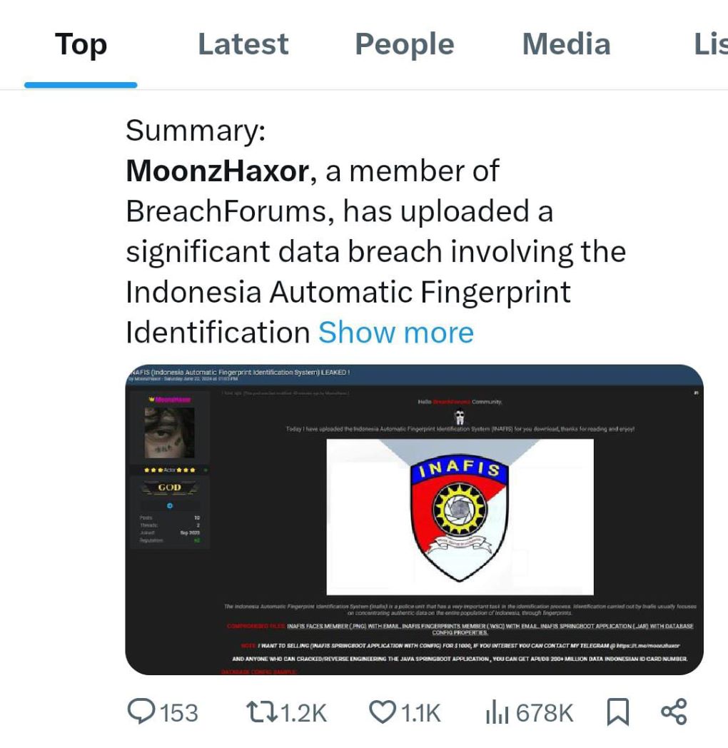Peretas MoonzHaxor Klaim Membobol Data BAIS Dan Inafis Polri. BSSN: Itu ...